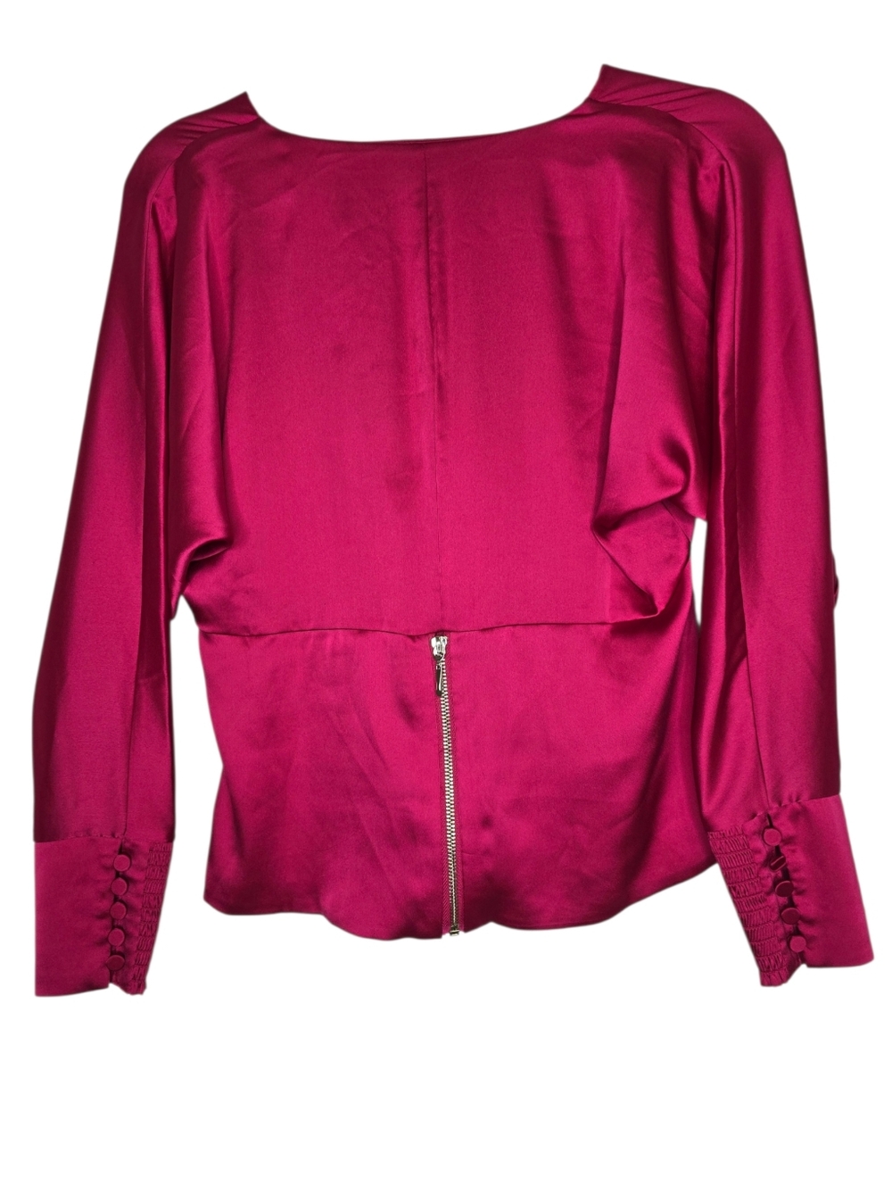 White House Black Market Hollywood Pink Long Sleeve V-Neck Empire Waist Blouse - Picture 2 of 5